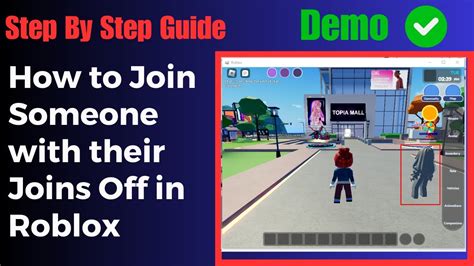 The other way would just be advanced scouting of the server list and finding that user or have a friend in the same game as the. . How to join someone with their joins off roblox mobile